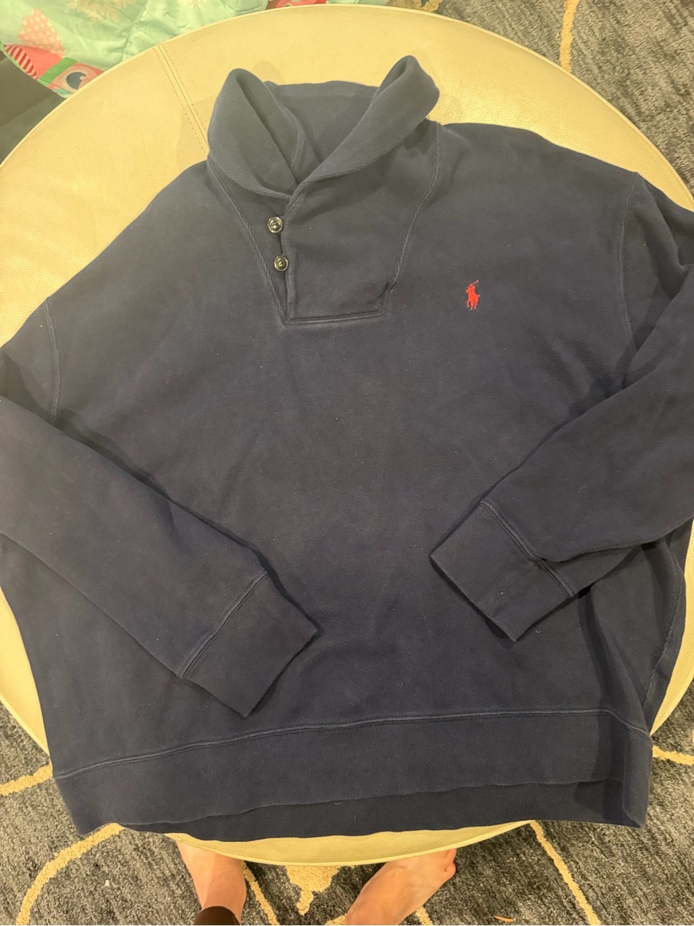 Make any offer! VTG Polo by Ralph Lauren Navy Shawl-Button Sweatshirt
